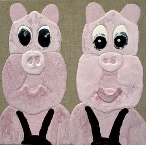 Floris Dutoit - Double Porky, 2023 résine acrylique sur lin